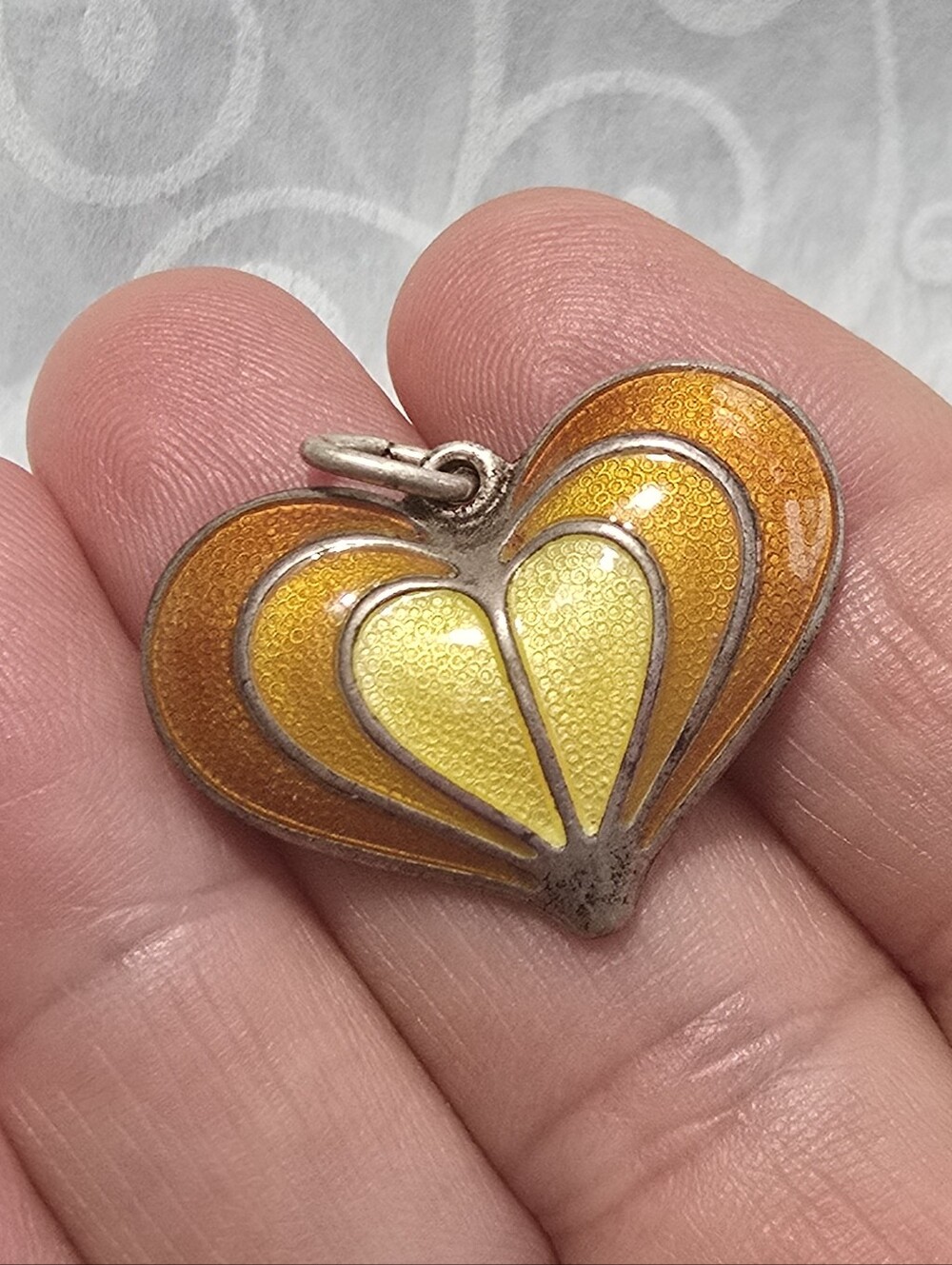 Vintage David Andersen Norway 925 Sterling Silver Enamel Heart Pendant Necklace